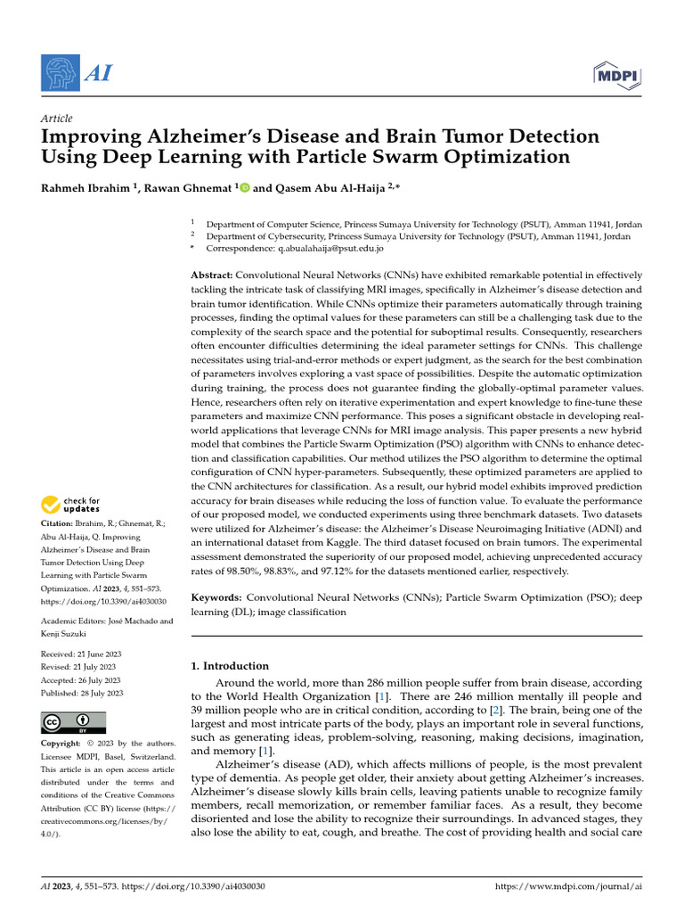 Deep Learning for Alzheimer’s Detection | PDF | Deep Learning | Support ...