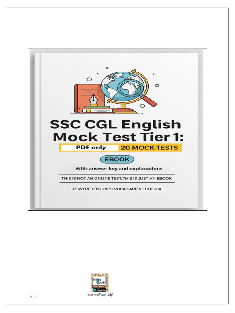 SSC CGL English Mock Test Set 1 | PDF | Verb | Grammatical Number