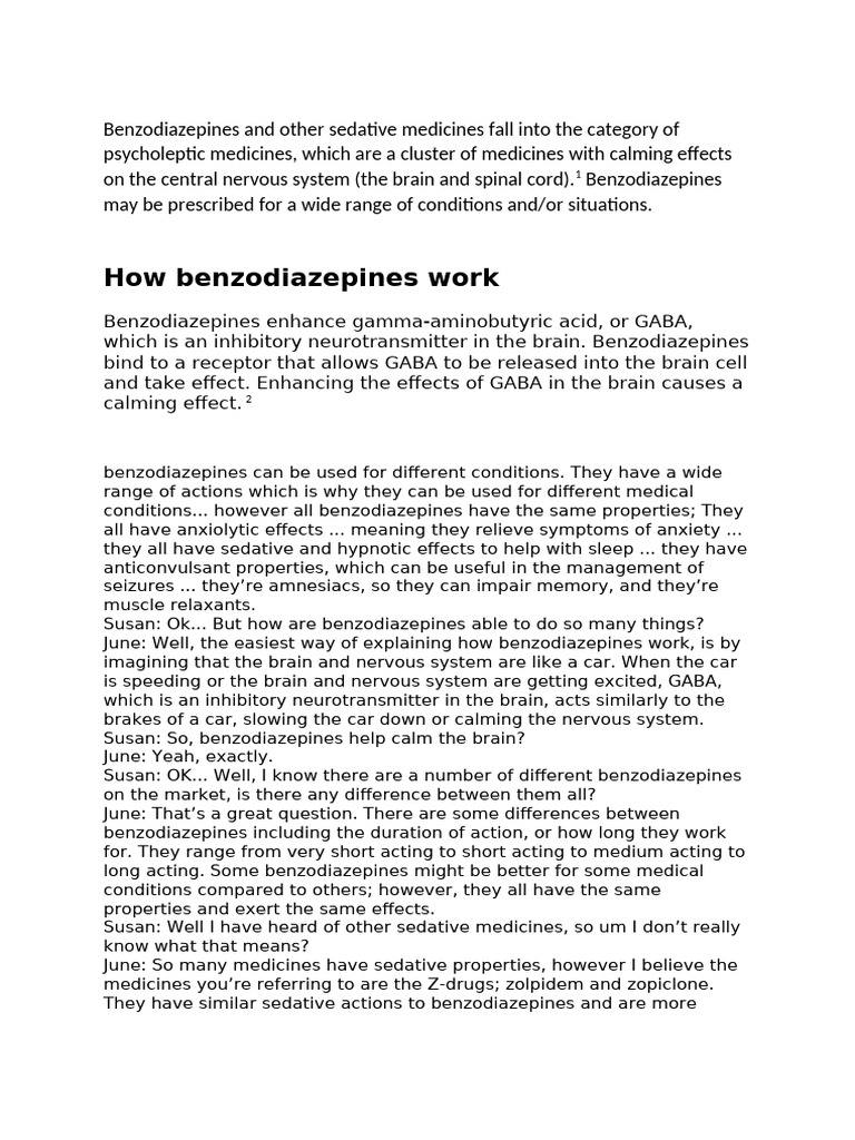 Benzodiazepines and Other Sedative Medicines Fall Into The Category of ...