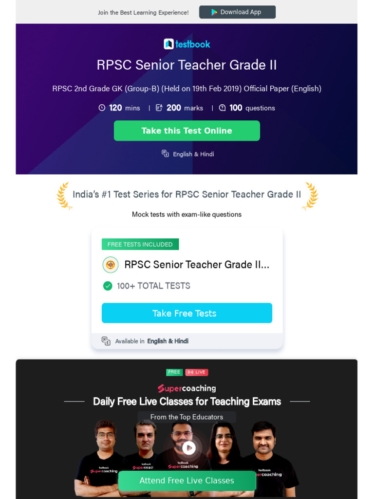 RPSC Senior Teacher Grade II Tests | PDF | Learning | Teaching