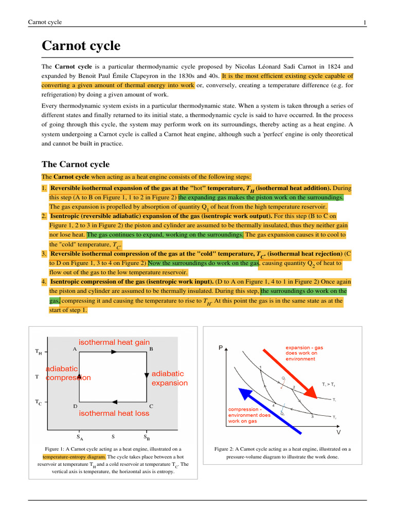 Overview of the Carnot Cycle | PDF | Heat | Temperature