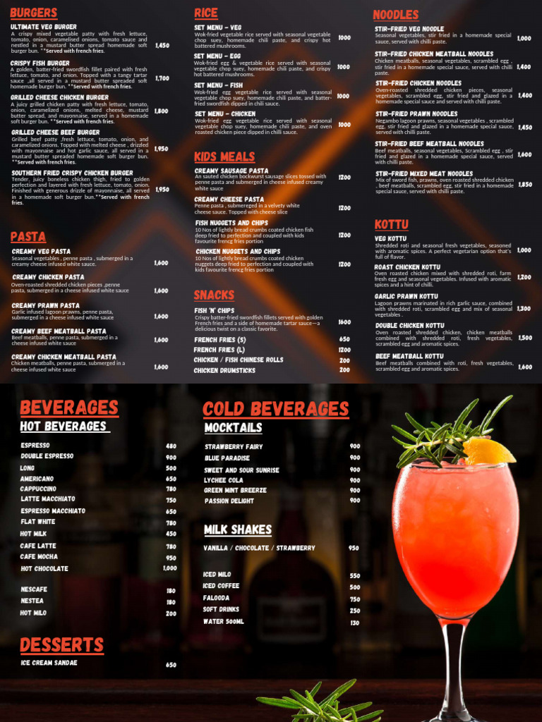 Titan Menu Overview | PDF | Hamburgers | French Fries