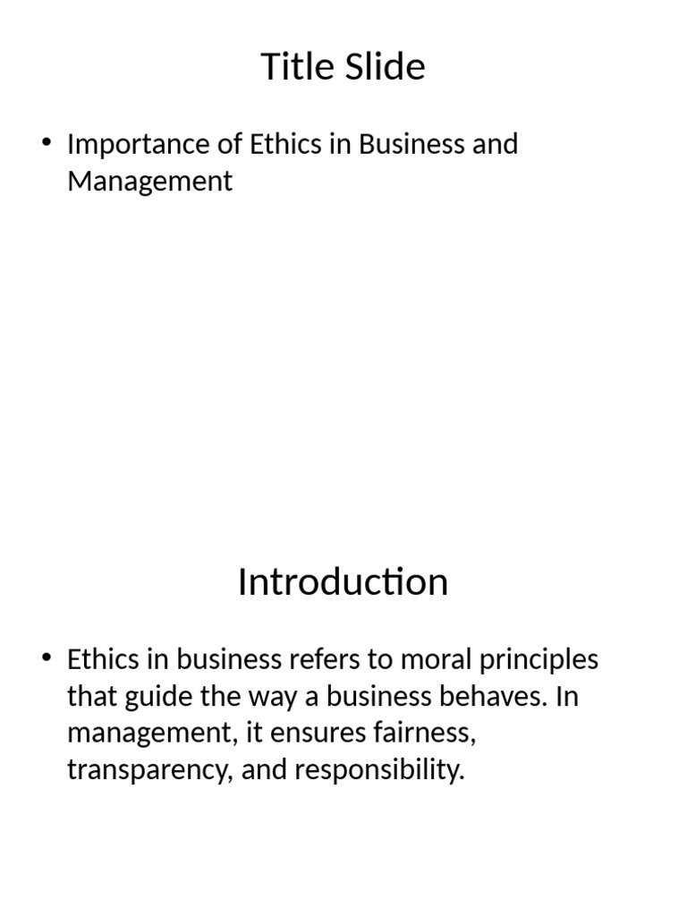Ethical Principles in Business Management | PDF