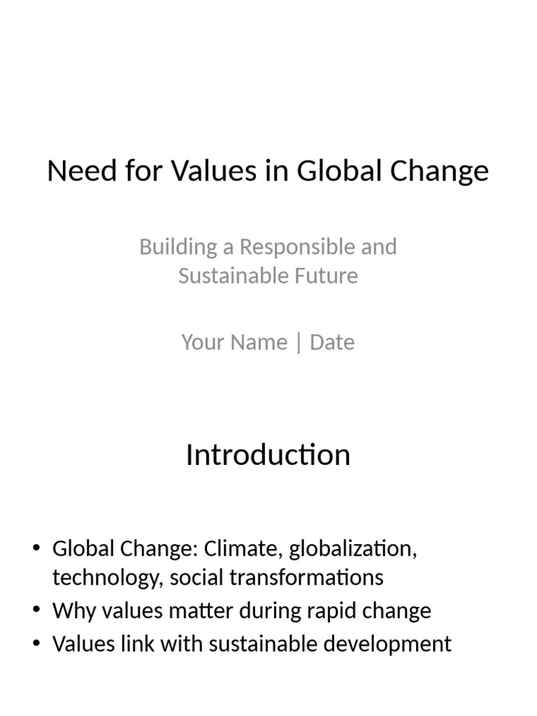 Need For Values in Global Change | PDF