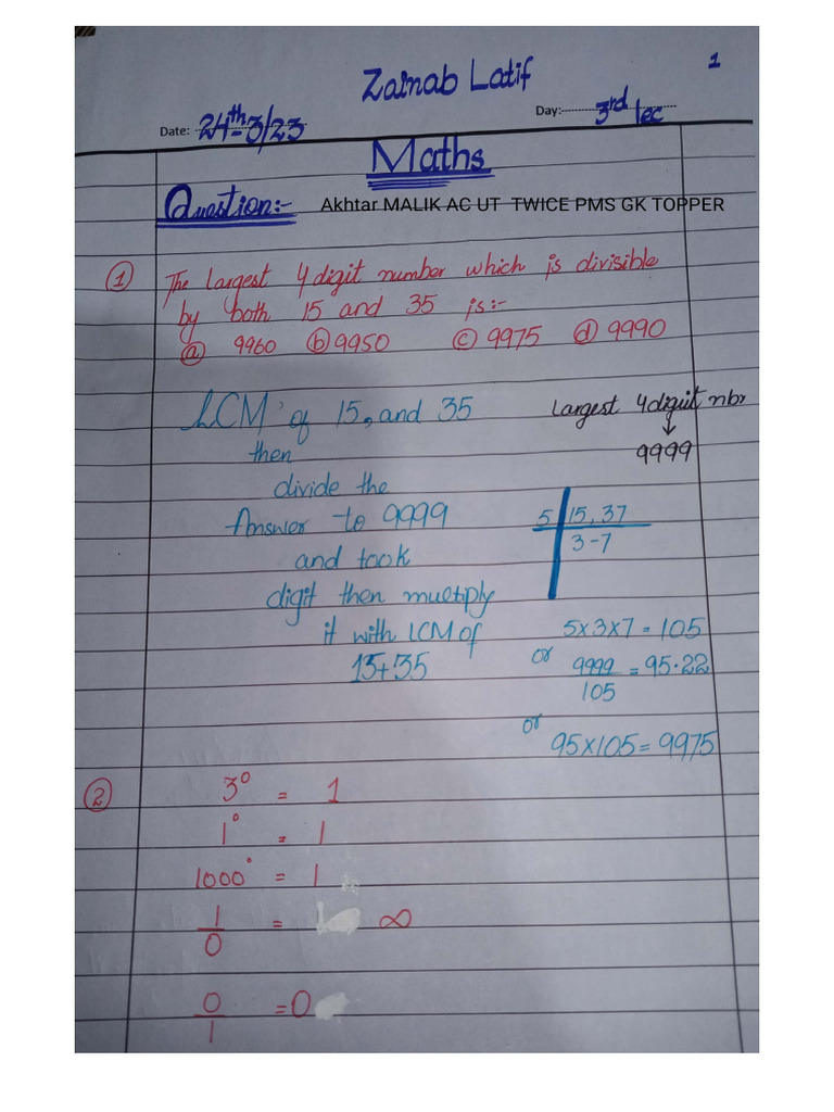 3rd Lec Maths by Sir Akhtar Malik Ac Ut Twice Pms GK Topper | PDF