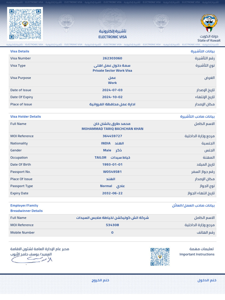 Kuwait E-Visa Details PDF Download | PDF