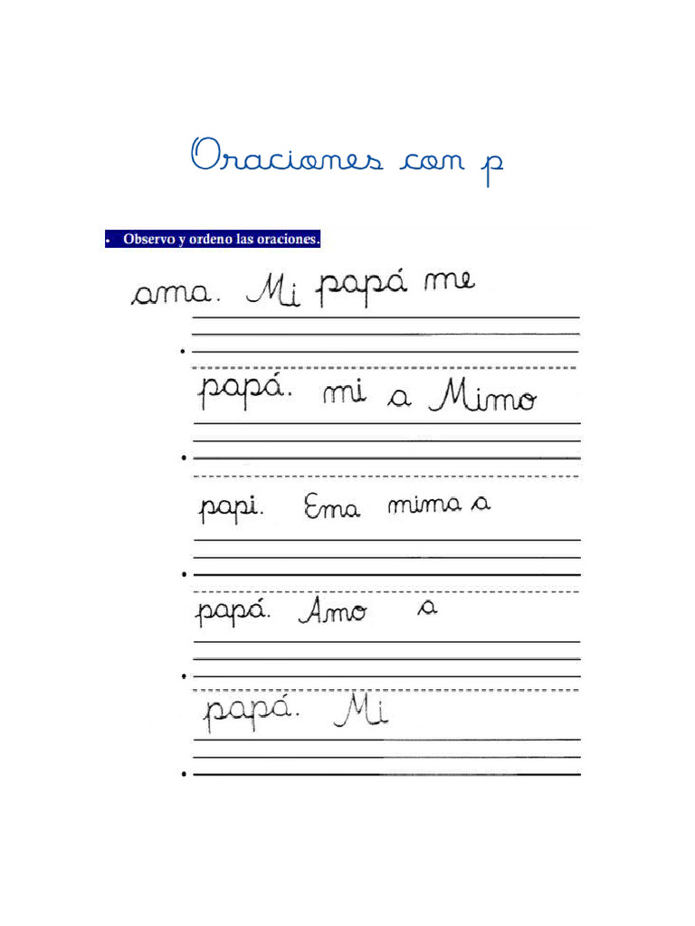 Oraciones Con M y P - 4 Años | PDF