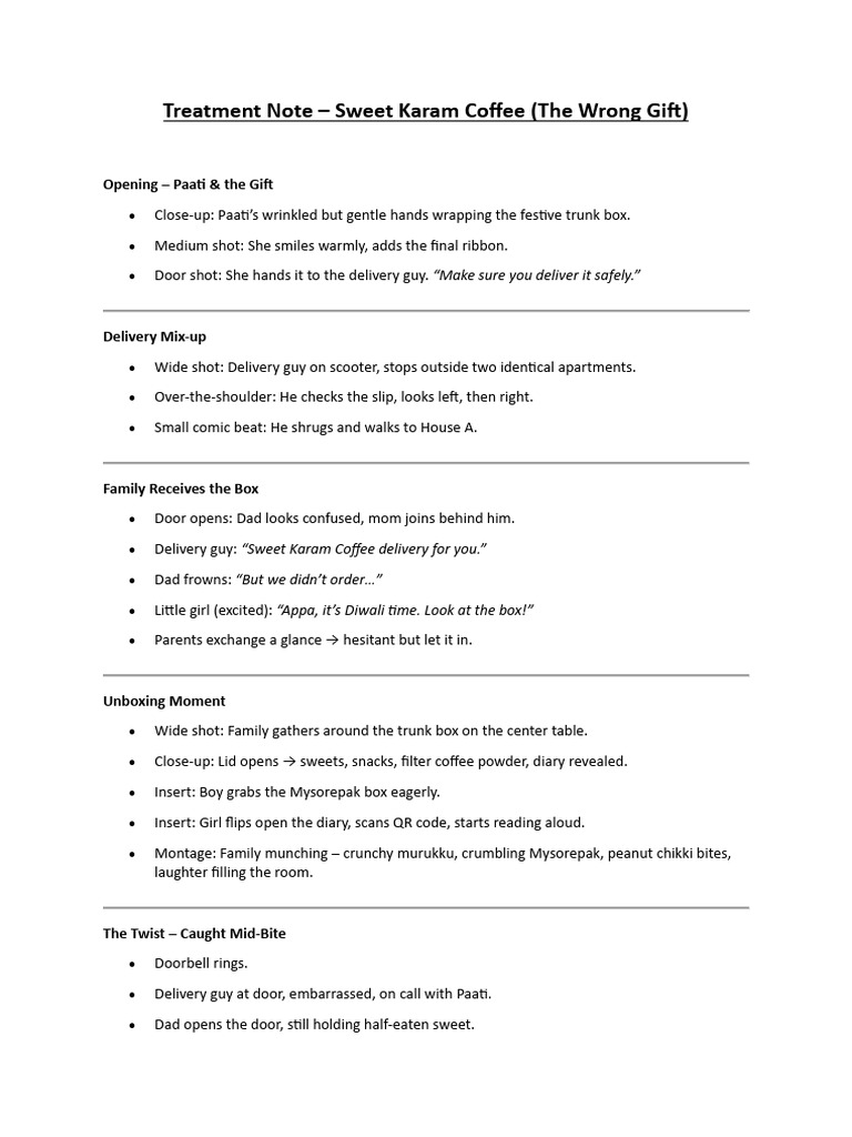 Treatment Note - Sweet Karam Coffee | PDF
