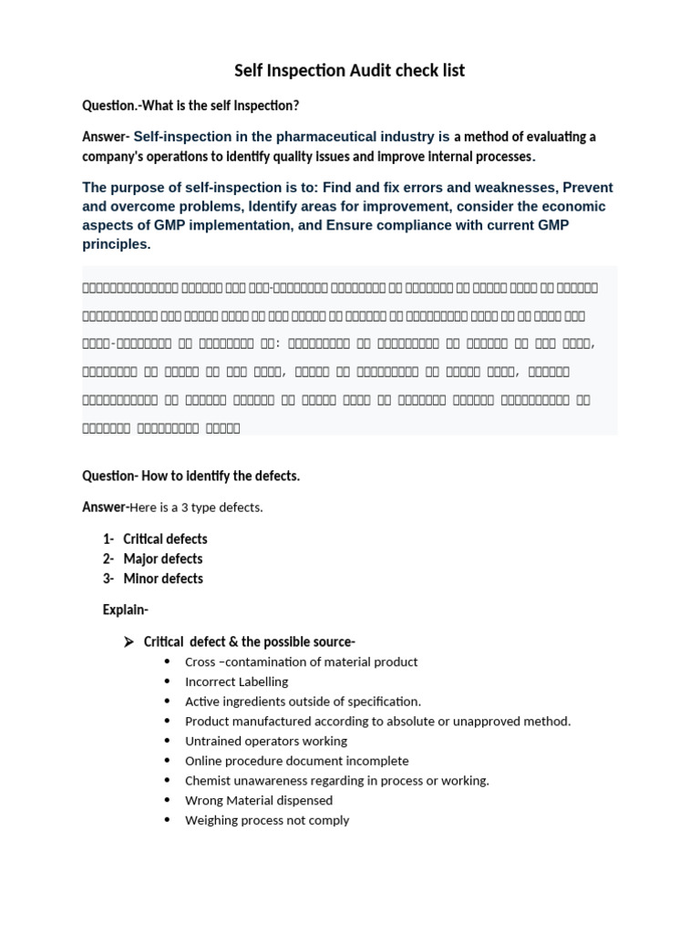 Self Inspection Traning | PDF | Calibration | Verification And Validation