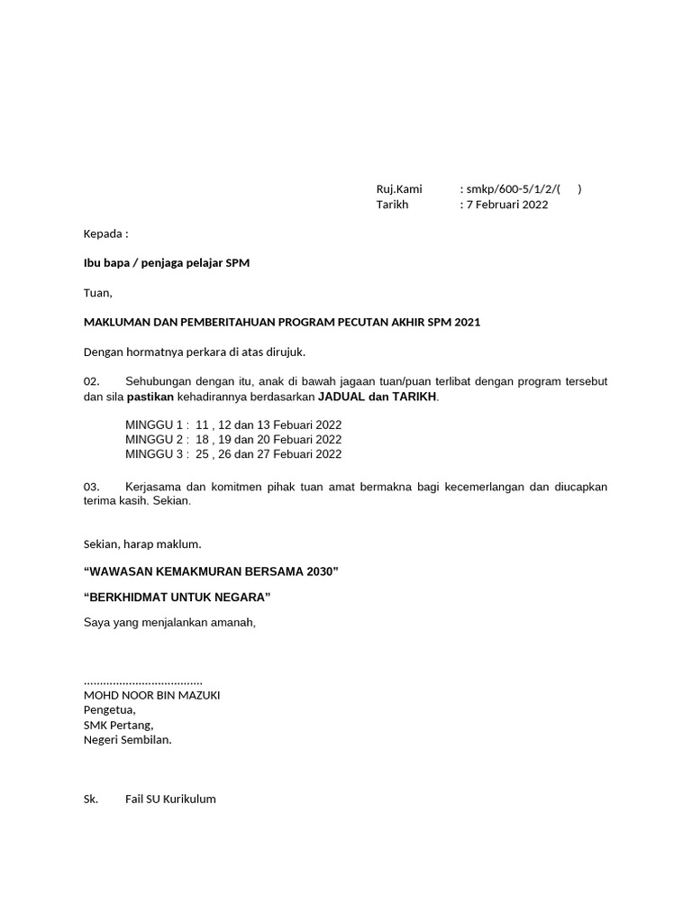 Program Pecutan Akhir SPM 2021 | PDF