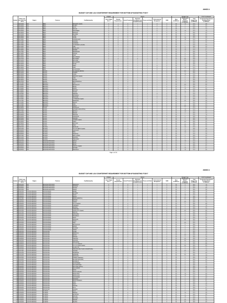 Annex A1 Budget Cap and Counterpart Requirement | PDF