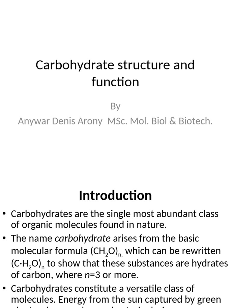 Carbohydrate Structure and Functions | PDF | Carbohydrates | Glucose
