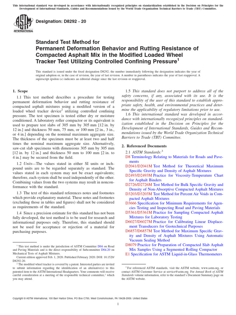 Rutting Resistance Test for Asphalt Mixes | PDF | Deformation ...