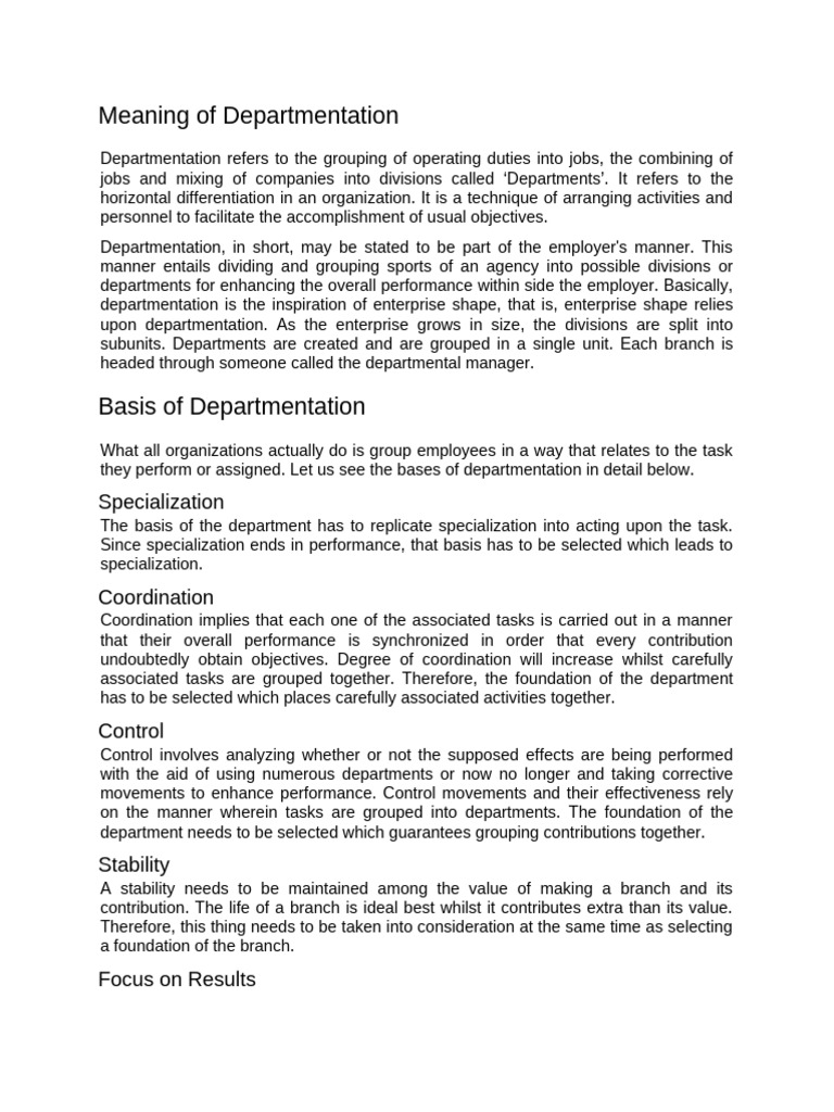 Basic of Departmentation | PDF | Organizational Structure | Marketing