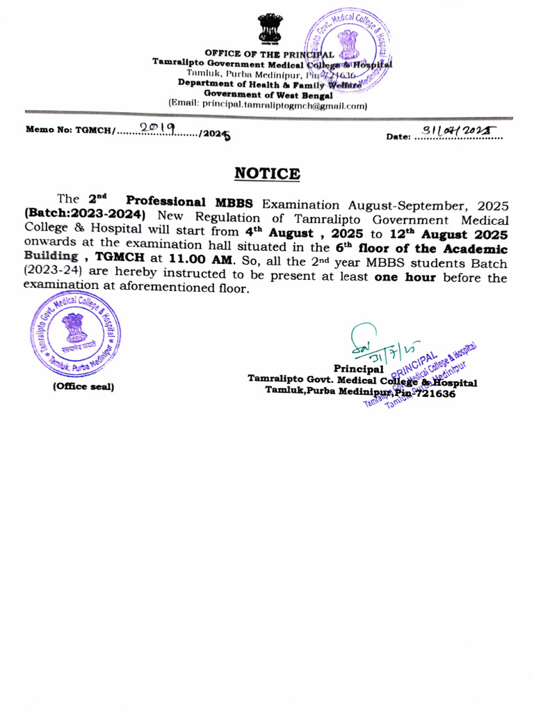 2nd Year MBBS Exam Schedule 2025 | PDF