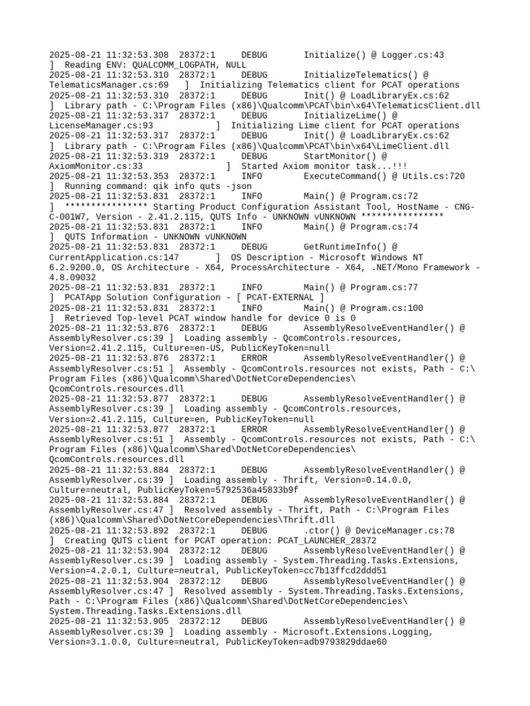 PCATApp Initialization Logs | PDF | Microsoft Software | Operating ...