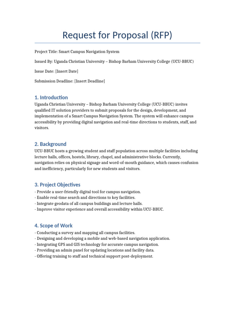 RFP for Smart Campus Navigation System | PDF | Geographic Information ...
