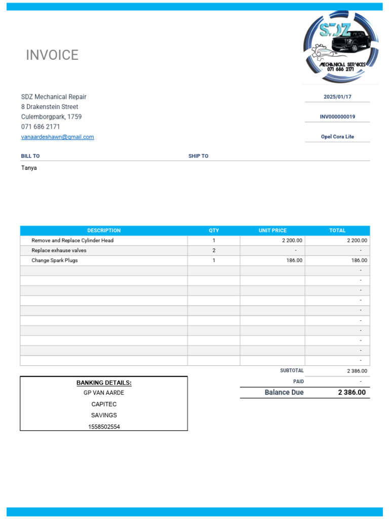 Tanya Invoice 19 | PDF
