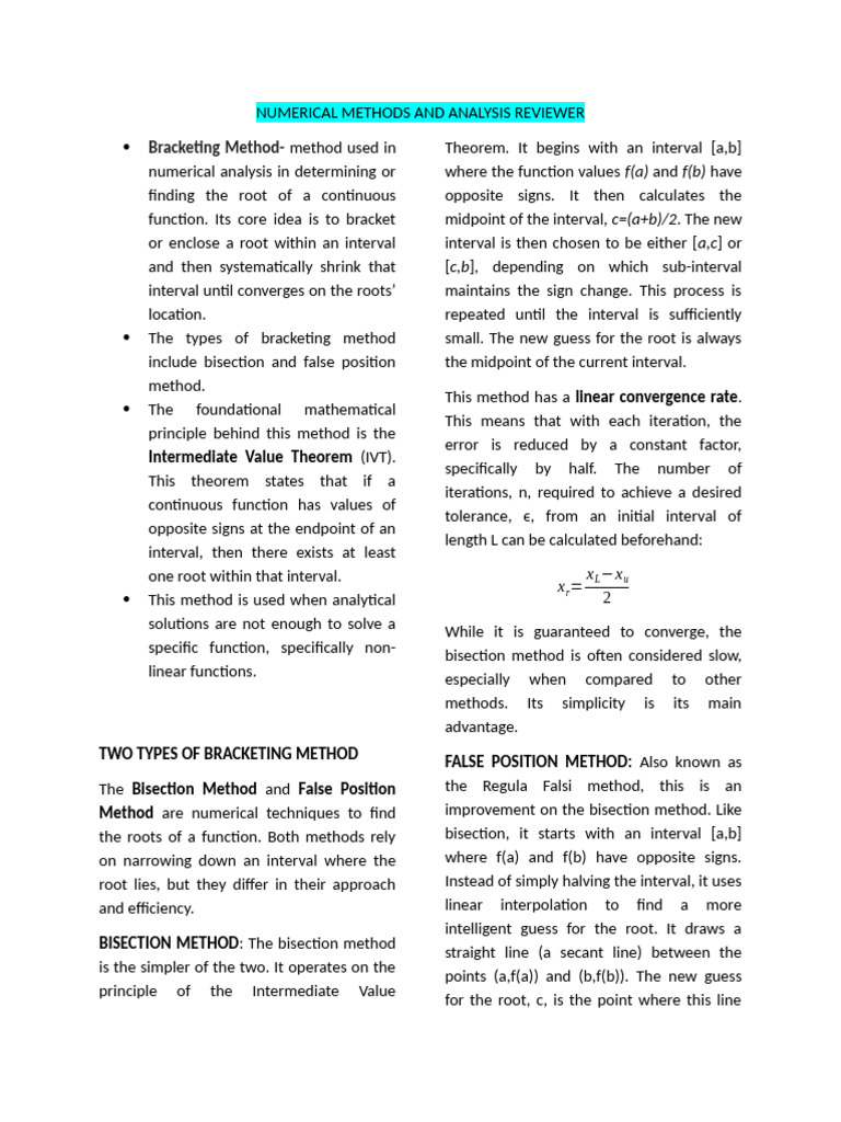 Bisection vs False Position Methods | PDF | Mathematical Analysis ...