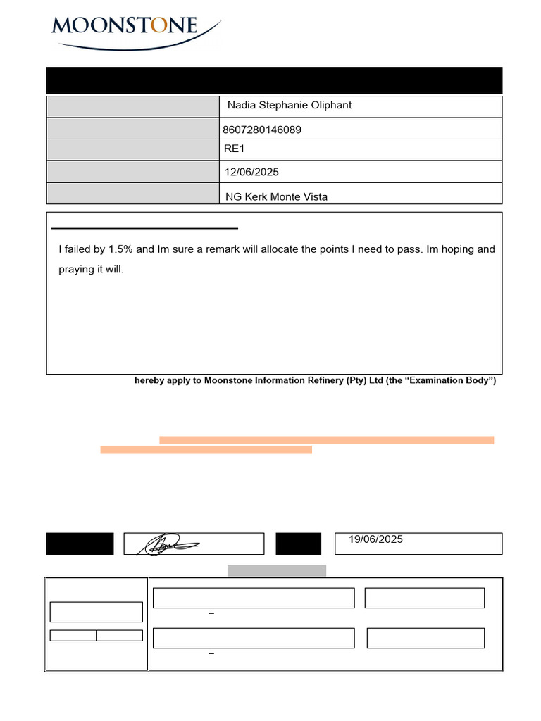 Exam Re-Mark Application Form | PDF