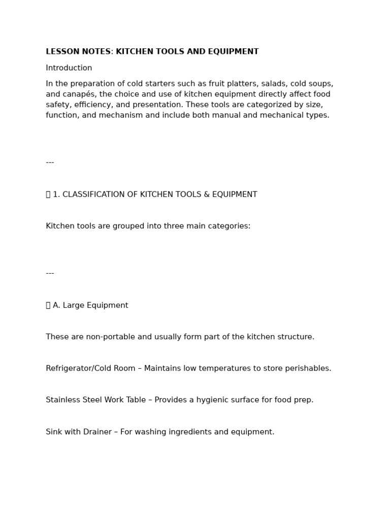 Essential Kitchen Tools & Equipment Guide | PDF | Knife | Cooking