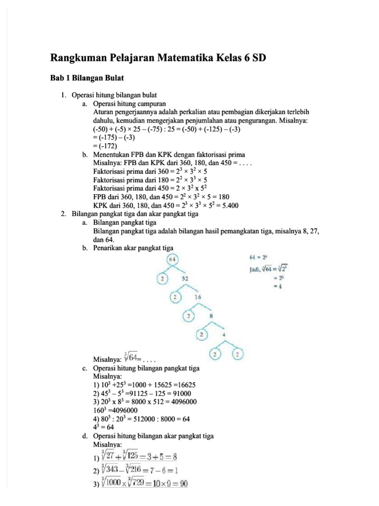 Rangkuman Matematika Kelas 6 SD | PDF