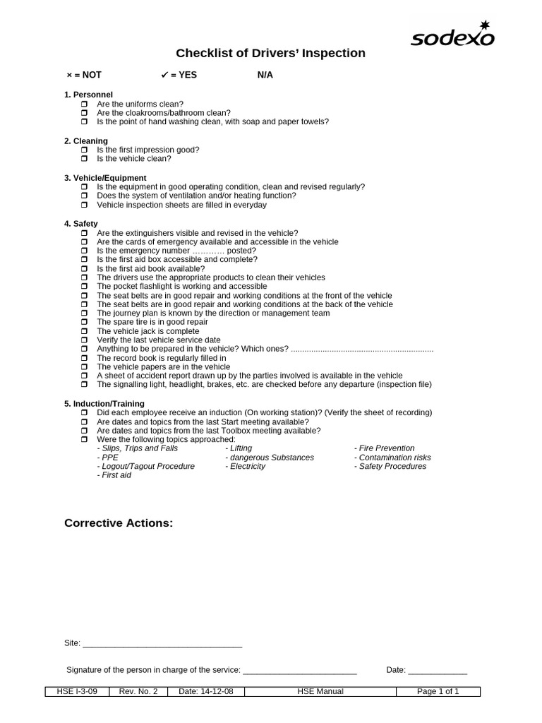 Drivers' Inspection Checklist Guide | PDF | Vehicles | Occupational ...