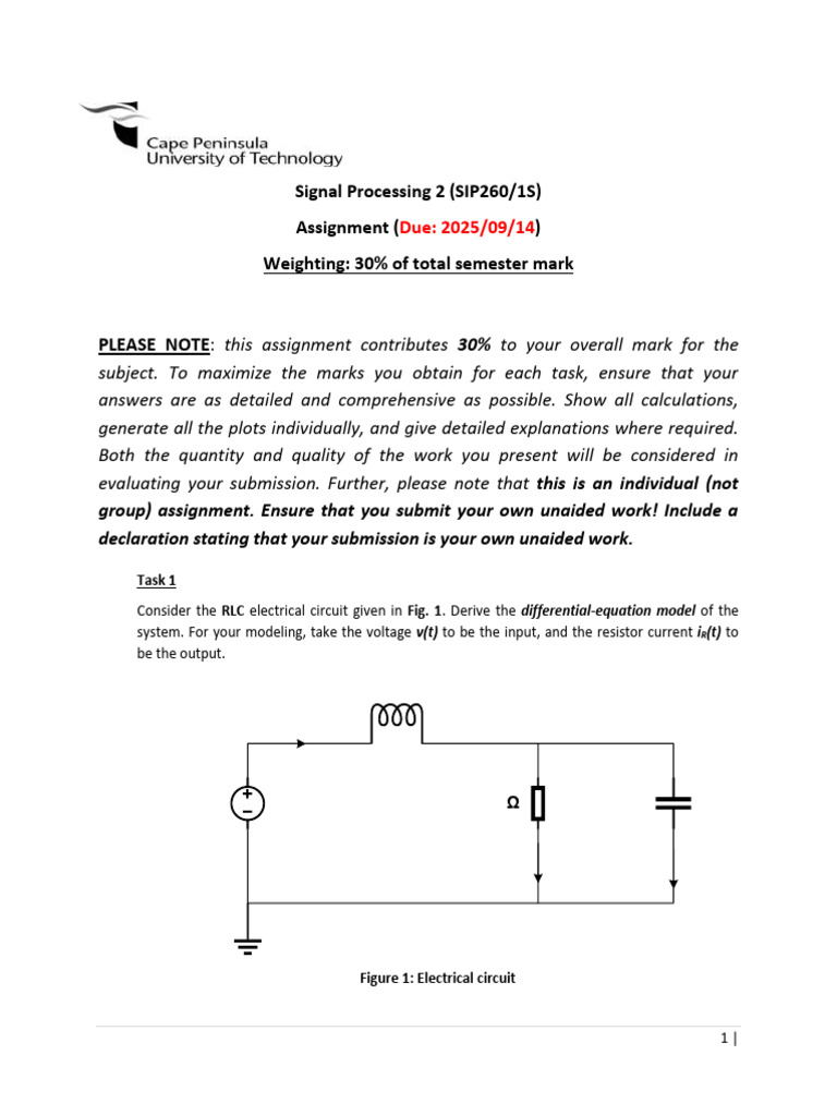 Signal Processing 2 Project Assignment | PDF | Steady State ...