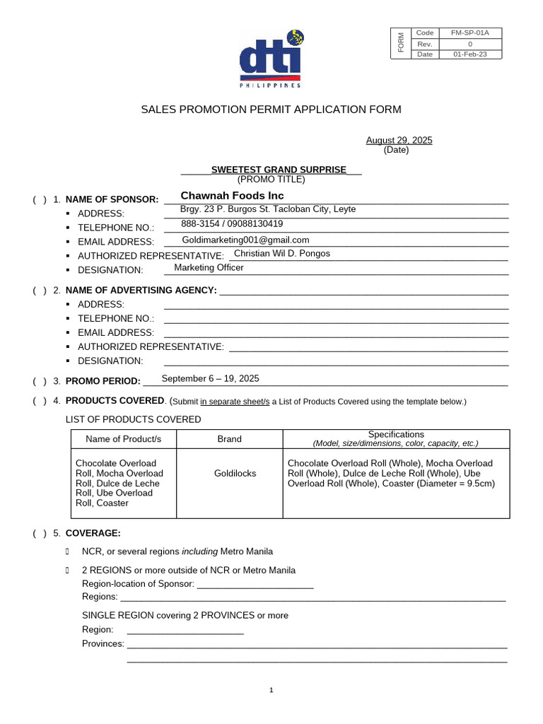 Sales Promotion Permit Application Form 499 U | PDF | Advertising