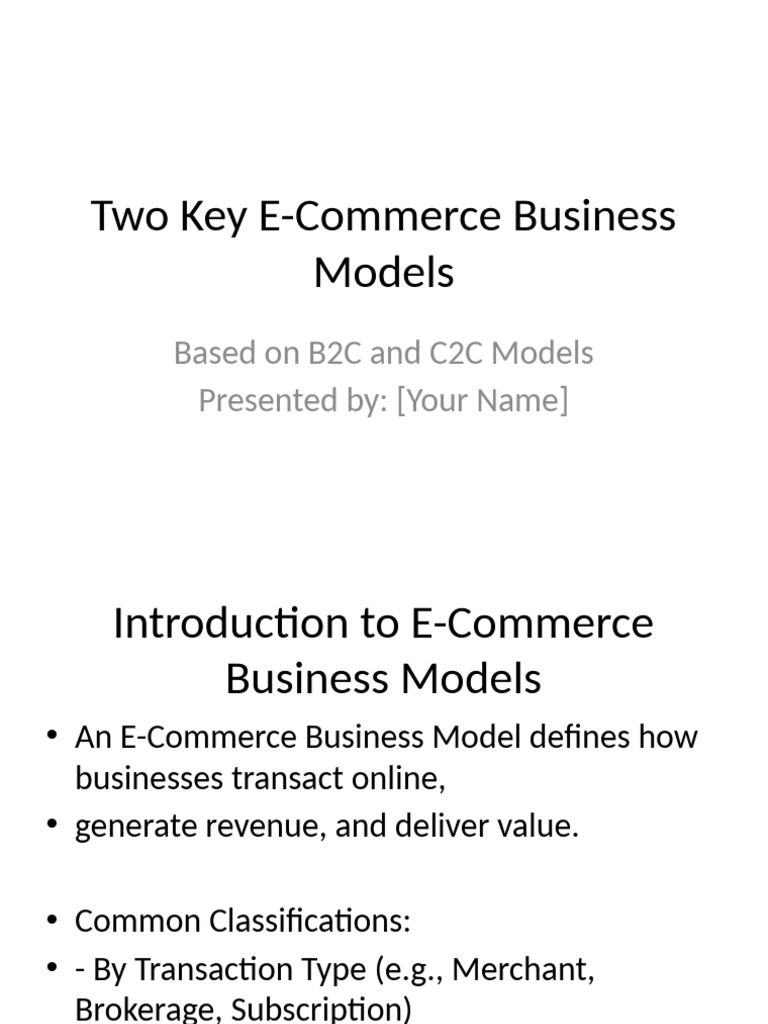 B2C and C2C E-Commerce Models Explained | PDF