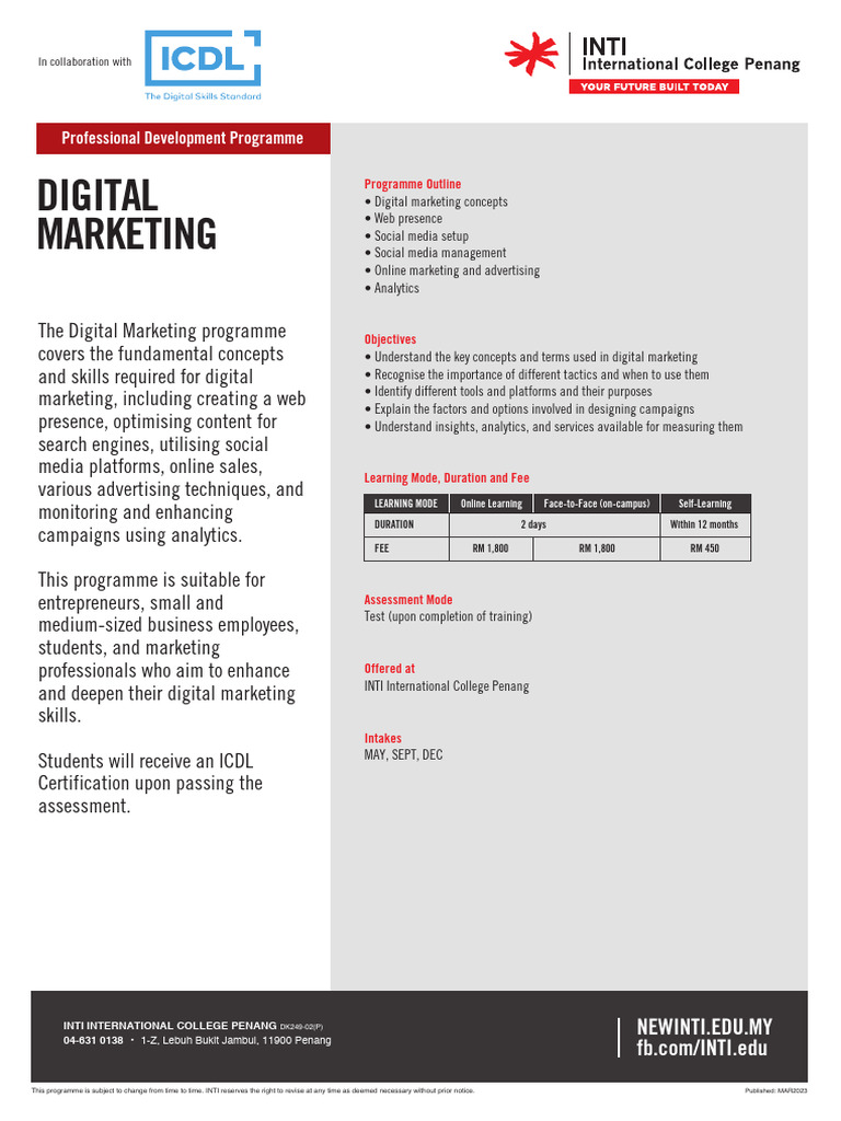 Digital Marketing Skills Program Overview | PDF | Promotion And ...