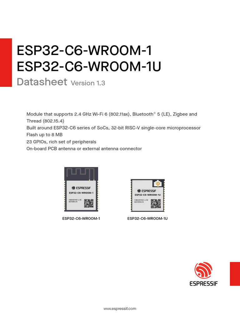 ESP32-C6-WROOM-1 Datasheet Overview | PDF | Microcontroller | Ieee 802.11