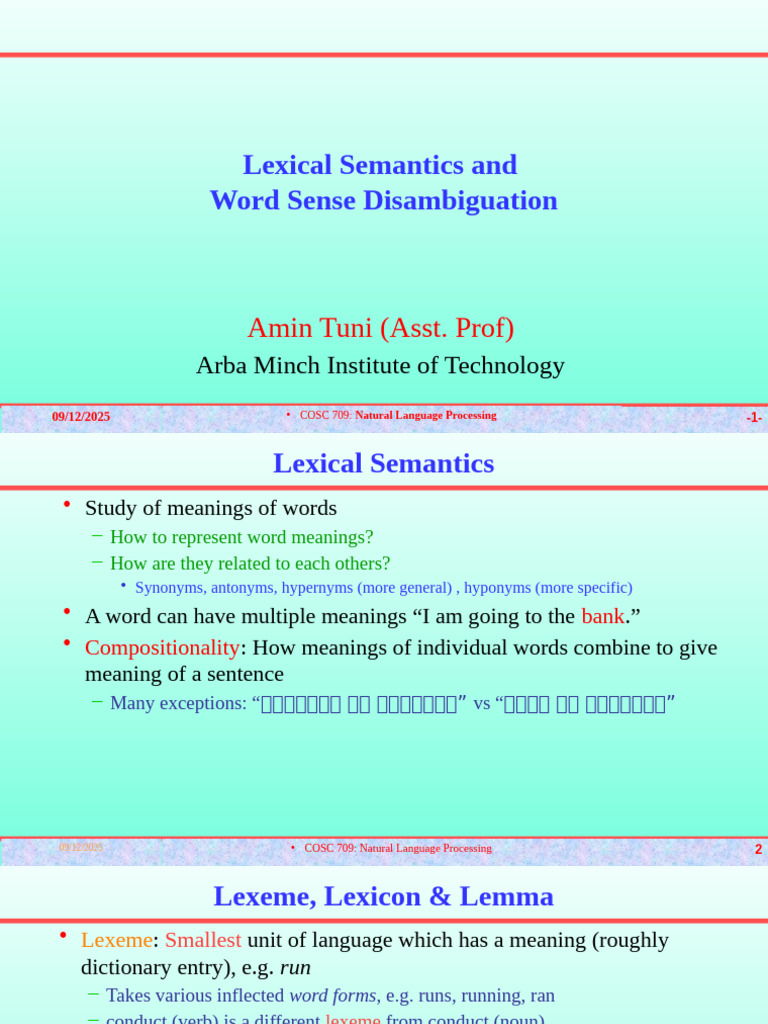 Lexical Semantics & Word Sense Disambiguation | PDF | Lexicon ...