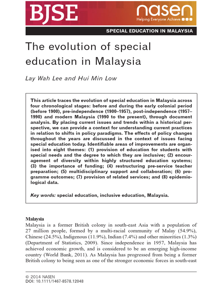 Evolution of Inclusive Education in Malaysia | PDF | Special Education ...