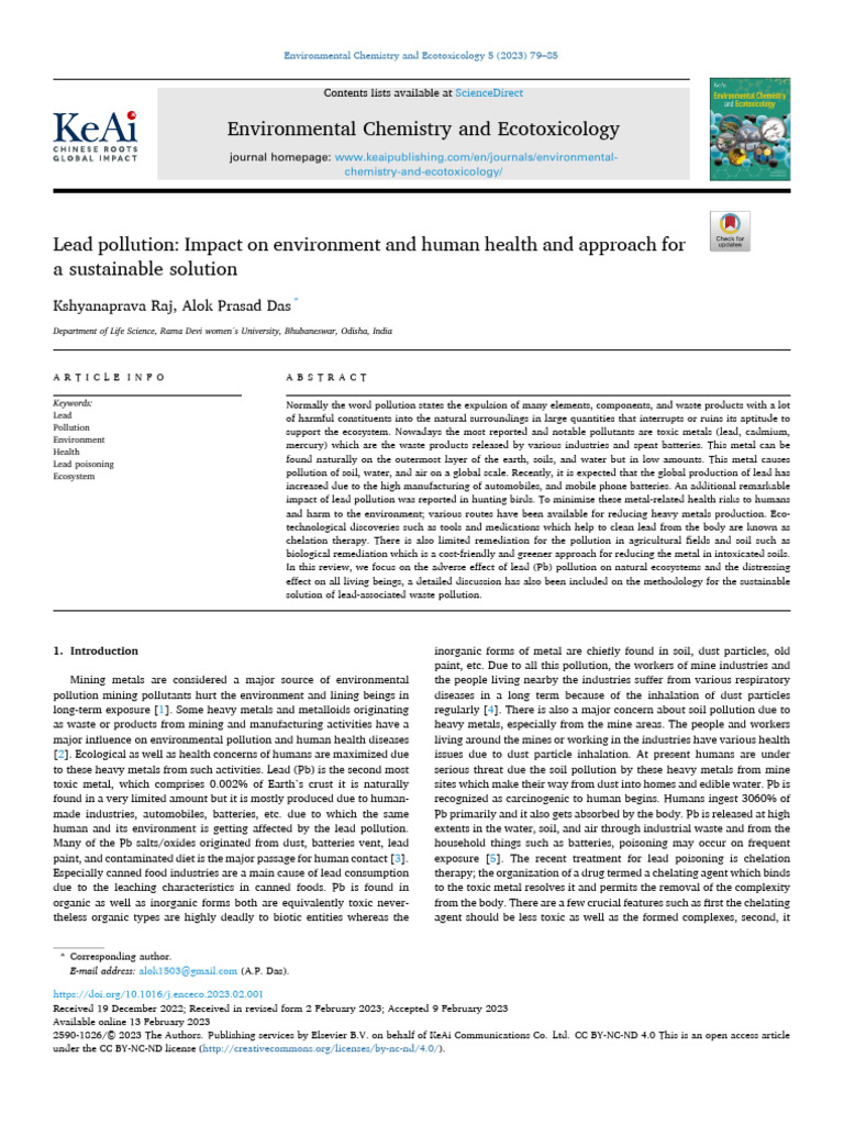 Lead Pollution: Environmental and Health Impacts | PDF | Lead ...