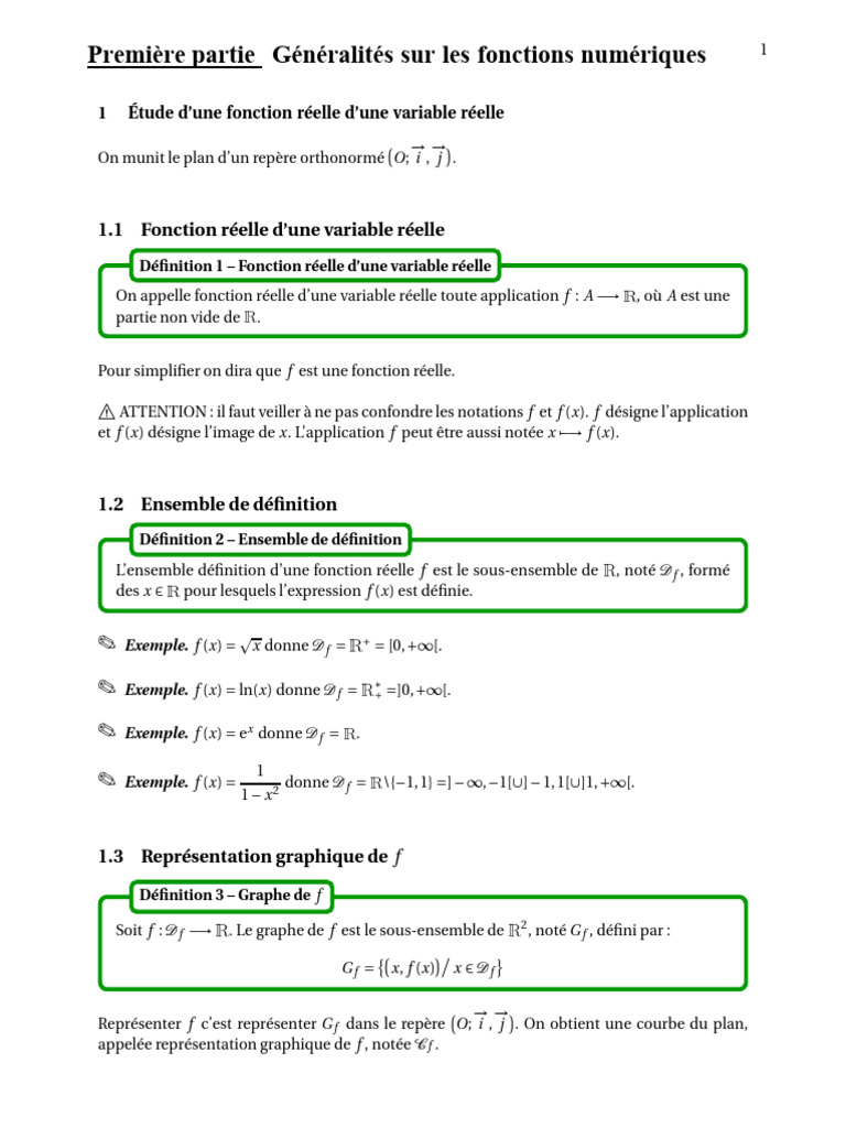 Étude des fonctions réelles et leurs propriétés | PDF | Fonction ...