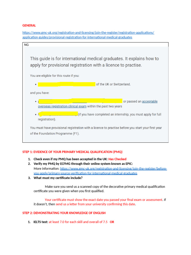 Provisional GMC Registration Guide | PDF