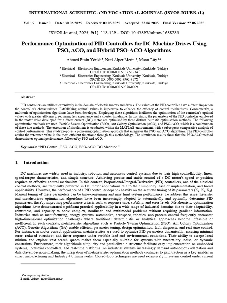 PID Controller Optimization for DC Drives | PDF | Mathematical ...