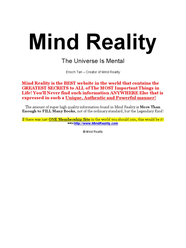 Mind Reality | PDF | Reality | Thought