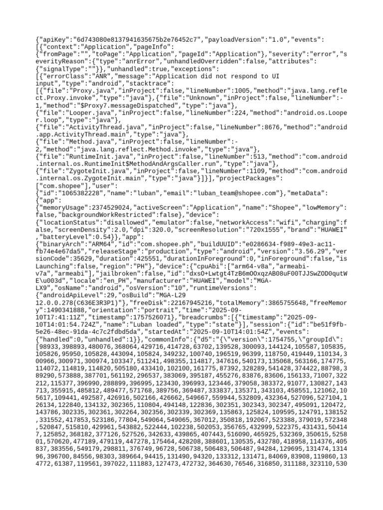ANR Error Report for Shopee App | PDF | Computing