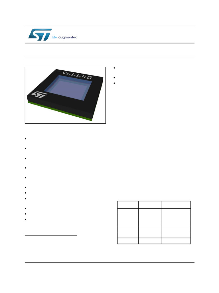 VG6640 HDR Image Sensor Overview | PDF | Pixel | Image Resolution