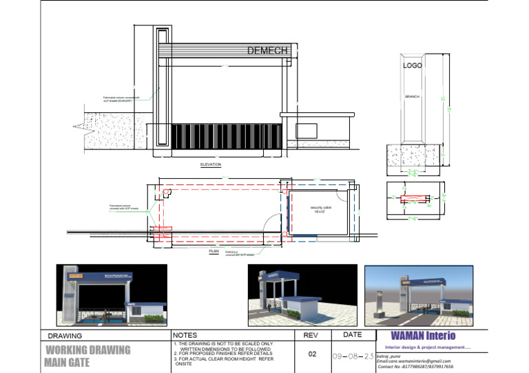 Security Cabin and Column Design Drawing | PDF