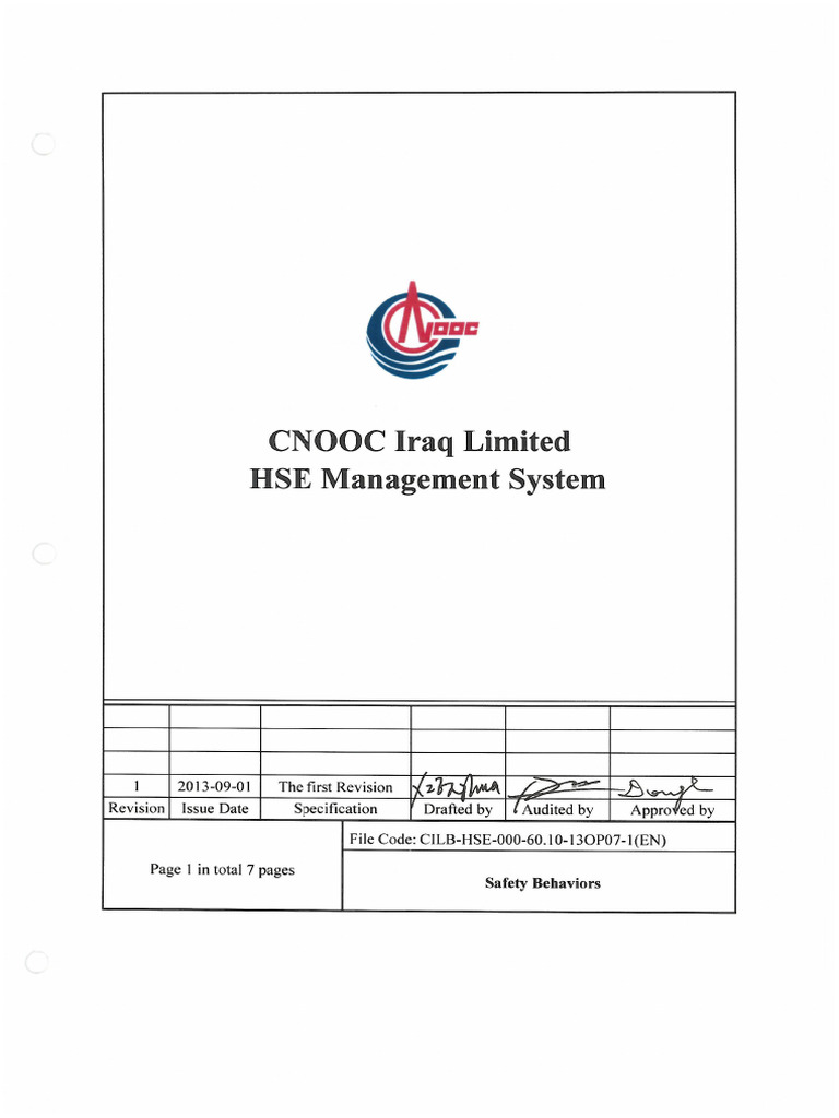 CILB HSE 000 60.10 13OP07 1 (En) Safety Behaviors | PDF