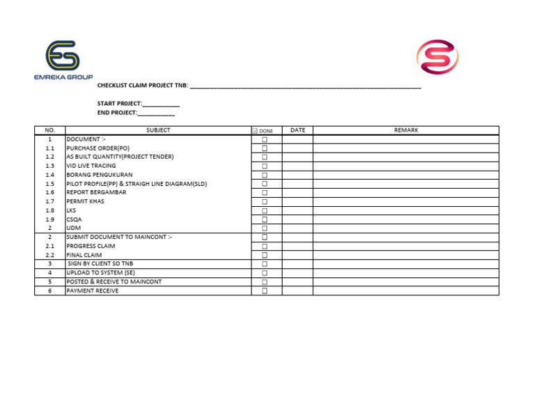 TNB Project Claim Checklist | PDF