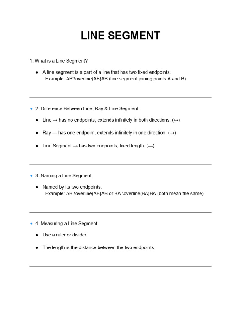 Line Segment Class 6th Dav Math | PDF | Analytic Geometry | Geometric ...