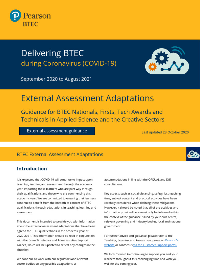 BTEC External Assessment Changes 2020-2021 | PDF