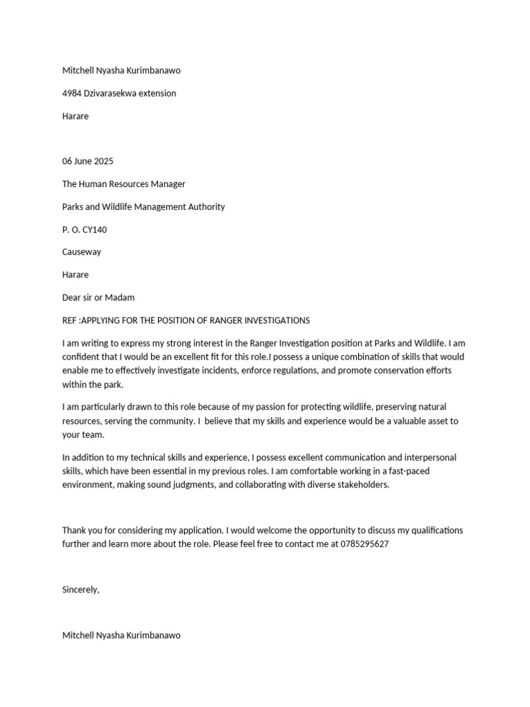 Application for Ranger Investigations Role | PDF