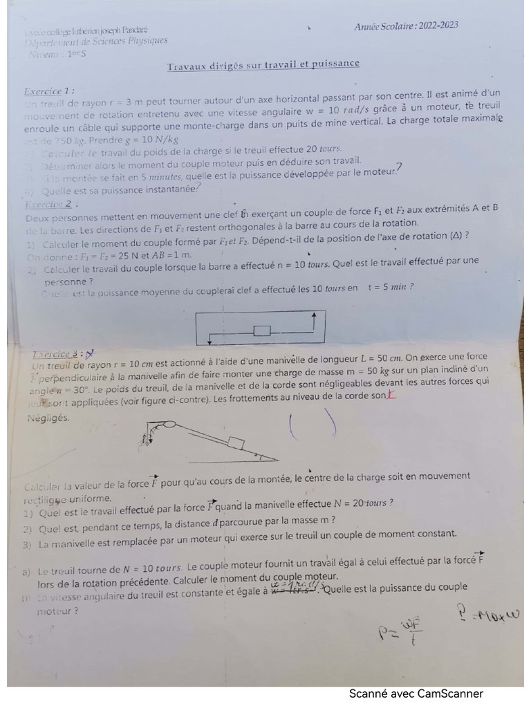 TD Physique 1res | PDF