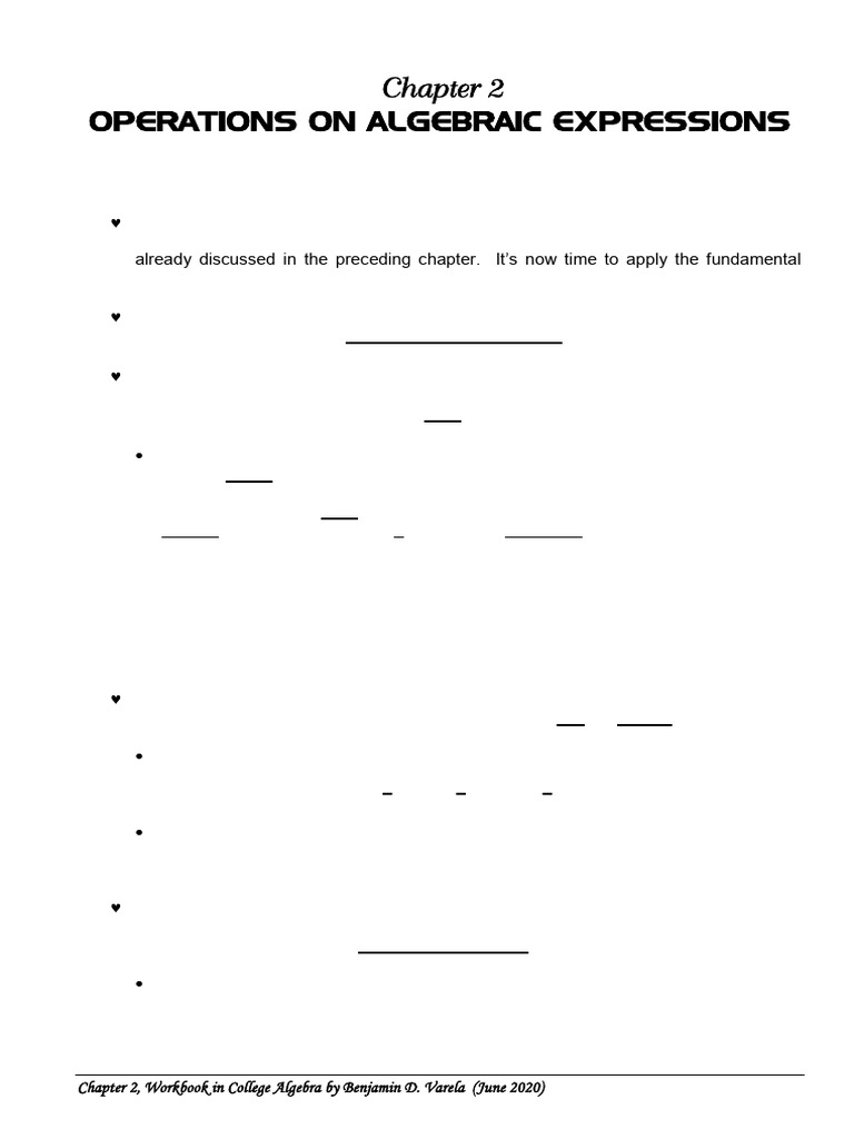 Chapter 2 Algebraic Expressions | PDF | Division (Mathematics ...