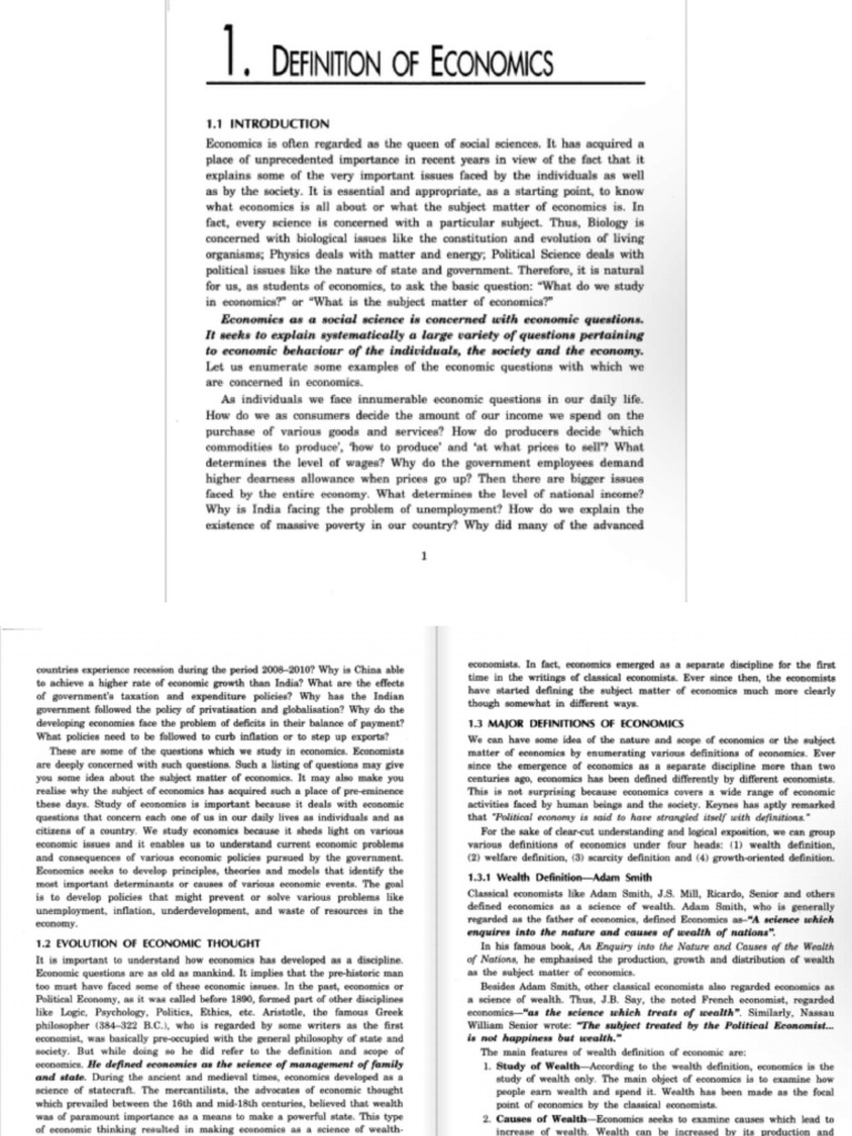 Definitions of Economics Textbook PDF | PDF